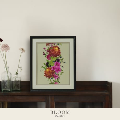 押し花ギフト【REGALOコレクション】ミル・フォア～連なる感謝～ ダリアの押し花アート｜BLOOMART【結婚記念・還暦祝い】W372×H448×D22（㎜）