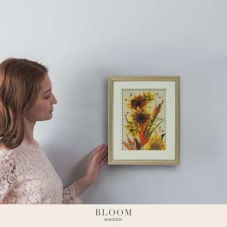 押し花ギフト【REGALOコレクション】リュール・デスポワール ～希望の光～｜ひまわりの押し花アート｜BLOOMART【成人・入社祝い】W278×H339×D26㎜
