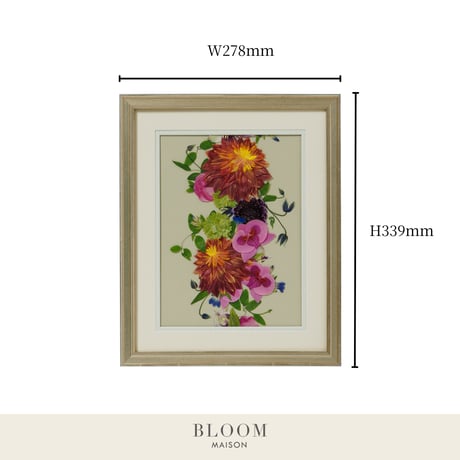 押し花ギフト【REGALOコレクション】ミル・フォア～連なる感謝～｜ダリアの押し花アート｜BLOOMART【結婚記念・還暦祝い】W278×H339×D26㎜