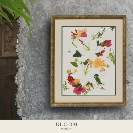 押し花ギフト【REGALOコレクション】ノブレス～華麗なる開花のとき～ カサブランカの押し花アート｜BLOOMART【起業・入退社祝い】 W372×H448×D22（㎜）