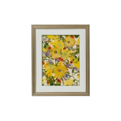押し花ギフト【REGALOコレクション】フルール・ジョーヌ ～新たな門出に花を添えて～｜ラナンキュラスの押し花アート｜BLOOMART【起業・入退社祝い】W278×H339×D26㎜