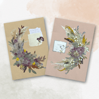 押し花のお教室：秋のお花で三日月 (クレッセント) カード作り