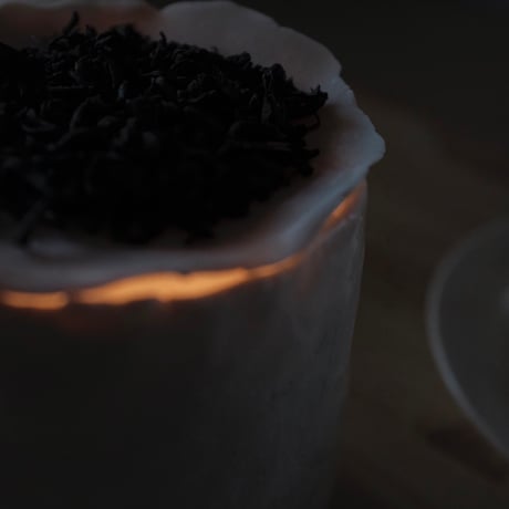 茶香炉　手捻り　木