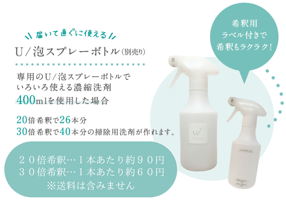 いろいろ使える濃縮洗剤用泡スプレーボトル | U/公式オンラインショップ