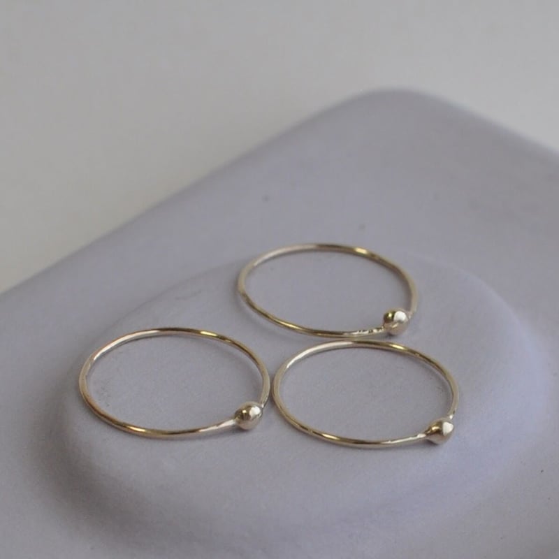 3個】k10/水滴型のゴールドリング/0.8mm丸線/サイズ指定可/重ね