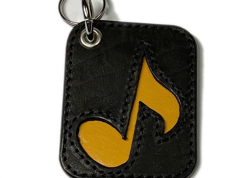 音符レザーキーホルダー/黒×黄色 | STETCH HANDMADE STORE 音符レザーキーホルダー/黒×黄色 | STETCH HANDMADE STORE