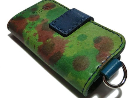 散らし染めキーケース／黄緑×青