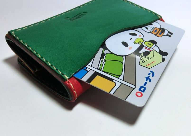 ボックス型コインケース（大）／クレイジーカラー/赤×黄色