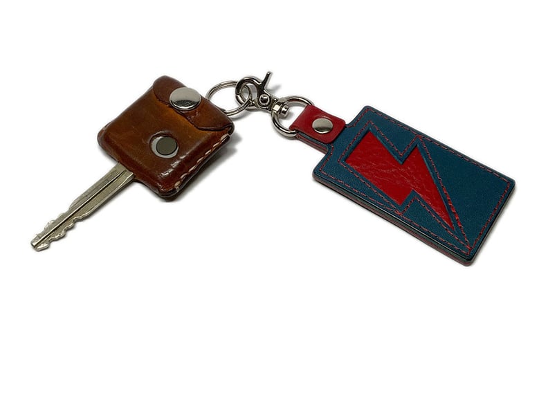 四角いイナズマキーホルダー／赤青 | STETCH HANDMADE STORE