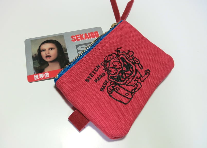 プリント入り帆布ファスナーポーチ／赤・Sサイズ | STETCH HANDMADE STORE