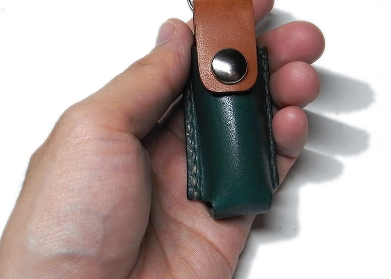 リップクリームケース／緑×茶色 | STETCH HANDMADE STORE