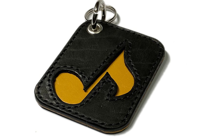 音符レザーキーホルダー/黒×黄色 | STETCH HANDMADE STORE 音符レザーキーホルダー/黒×黄色 | STETCH HANDMADE STORE