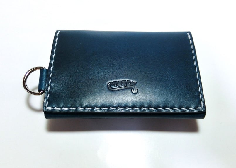 コインケースネイビー×白ステッチ | STETCH HANDMADE STORE