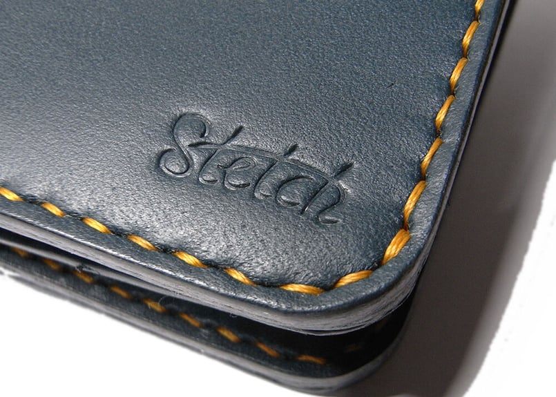 ミドルサイズウォレット／ネイビー／黄色ステッチ | STETCH