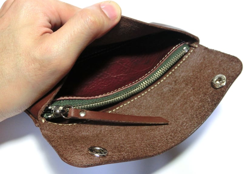 【美品】ヴァレクストラ コインケース ウォレット レザー ステッチ 茶色 現行品 valextra ヴァレクストラ（Valextra／レディース財布