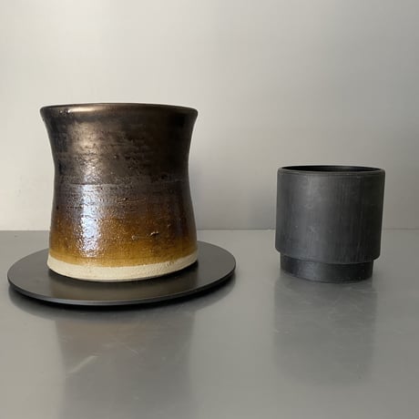 【 Do-kyo-pot M 】 煙突型 ~ 銅鏡 ~ 5号鉢 笠間焼 No. 73