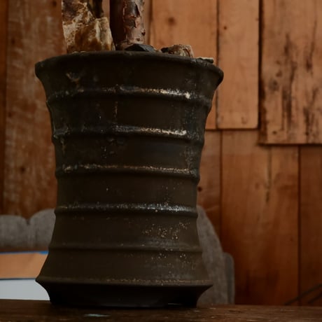コミフォラ シンプリキフォリア M［No.51］  ×   磯部祐介 作「 瓦 - kawara - " 金剛 tall ver. " 」4号 植木鉢 笠間焼