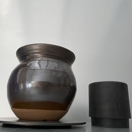 【 Do-kyo-pot M 】金魚鉢型 ~ 銅鏡  ~ 5号鉢  笠間焼 No. 60