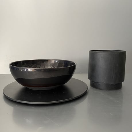 【 Do-kyo-pot M 】浅鉢(丸) ~ 銅鏡 ~ 5.5号鉢 笠間焼 No. 74