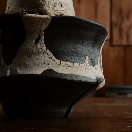 《美形》アデニウム アラビカム " ドワーフ " φ7.5cm［No.9］  ×   沼野秀章 作「 black wrap 」4号 植木鉢 笠間焼