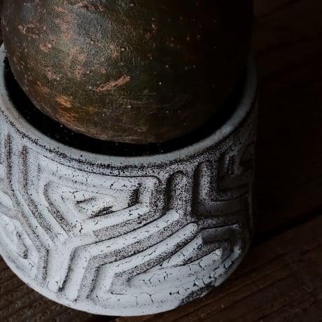グラキリス φ10cm  - 象牙宮- ［No.35］  ×   根本峻吾 作 S.N POT type.cylinder「 月光ノ鐵」3.5号 植木鉢 笠間焼