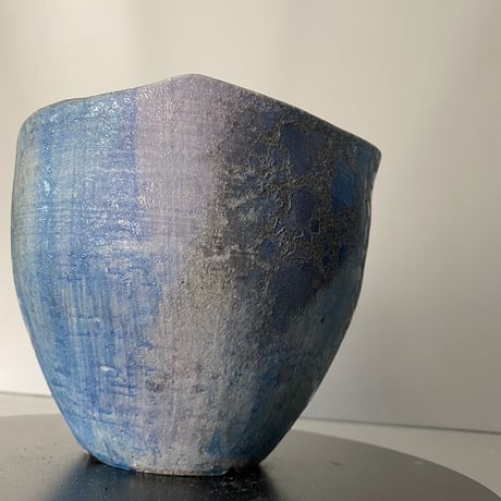 【 Ibushi Gin / Marble pot M 】燻し銀 マーブル 4.5号 ~ 彩色兼美 ~ 笠間焼 No. 25