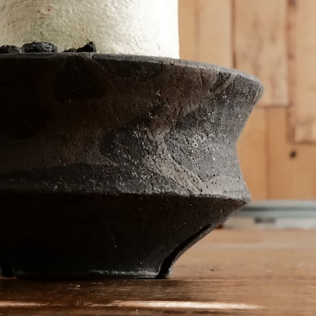 《美肌》アデニウム アラビカム " ドワーフ " φ10cm［No.12］  ×   沼野秀章 作「 black wrap 」4号 植木鉢 笠間焼