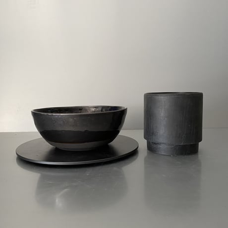 【 Do-kyo-pot M 】浅鉢(丸) ~ 銅鏡 ~ 5.5号鉢 笠間焼 No. 76