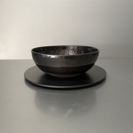 【 Do-kyo-pot M 】浅鉢(丸) ~ 銅鏡 ~ 5.5号鉢 笠間焼 No. 74