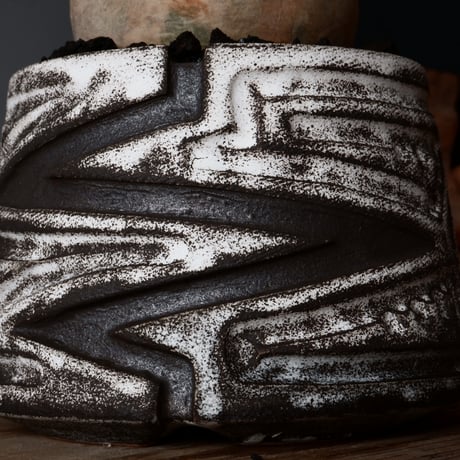 キフォステンマ ベティフォルメ ナローリーフ ソマリア産 輸入株［No.28］  × 根本峻吾 作品【 S.N POT type.slim「 雷電 / 月光 ver. 」3.5号 】笠間焼 植木鉢