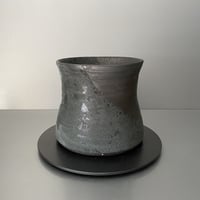 【 Ibushi Gin / yami - tsuki pot M 】煙突型 燻し銀 5号 ~ 闇月 ~ 笠間焼 No. 70