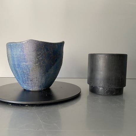 【 Ibushi Gin / Marble pot M 】燻し銀 マーブル 4.5号 ~ 彩色兼美 ~ 笠間焼 No. 25
