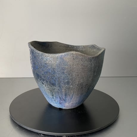【 Ibushi Gin / Marble pot M 】燻し銀 マーブル 4.5号 ~ 彩色兼美 ~ 笠間焼 No. 25