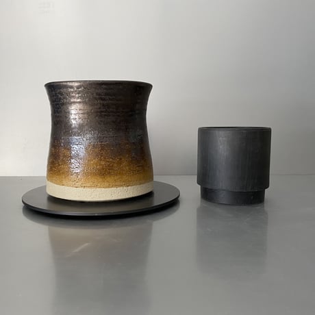 【 Do-kyo-pot M 】 煙突型 ~ 銅鏡 ~ 4.5号鉢 笠間焼 No. 72