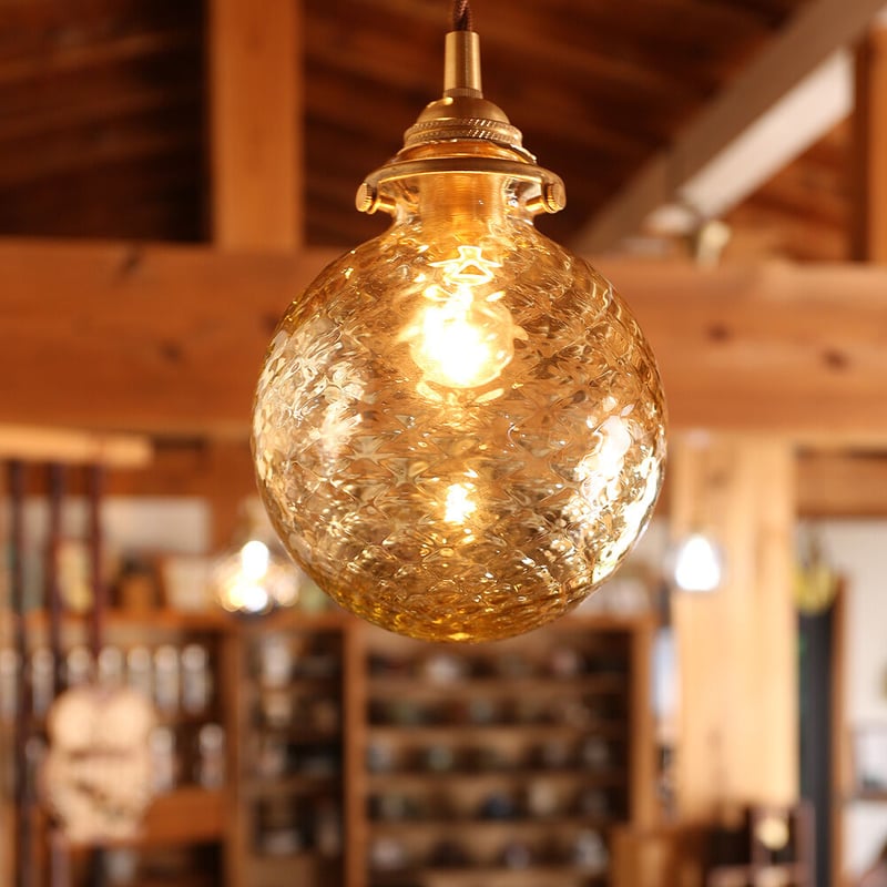 黒豆硝子 ななこ文様 ペンダントランプ | ガラス工房るん