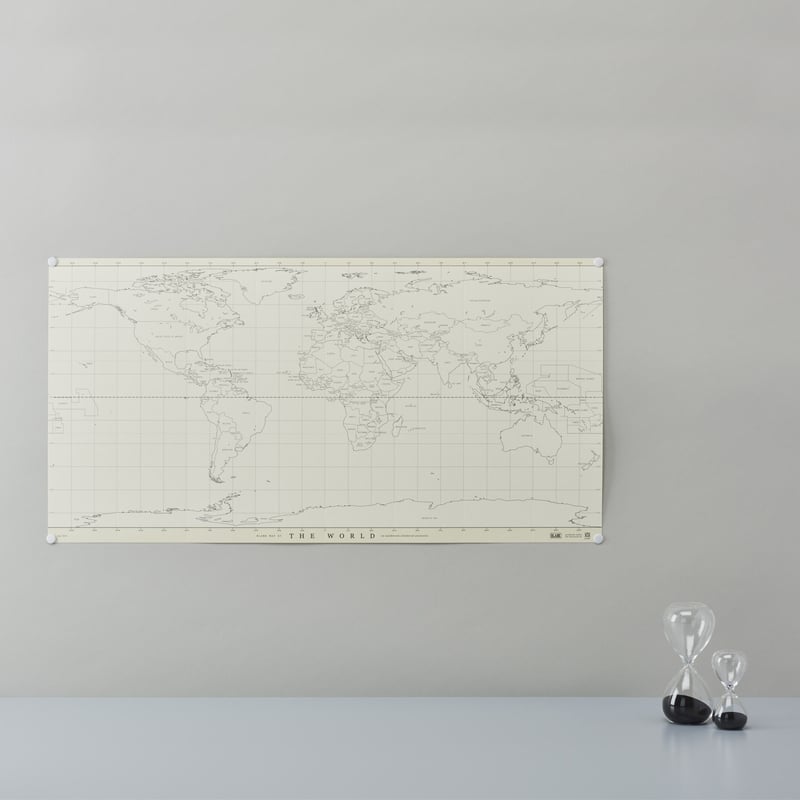 テーブルに置いて、壁に貼って [ブランク] 自立式世界地図 | マルモ印刷