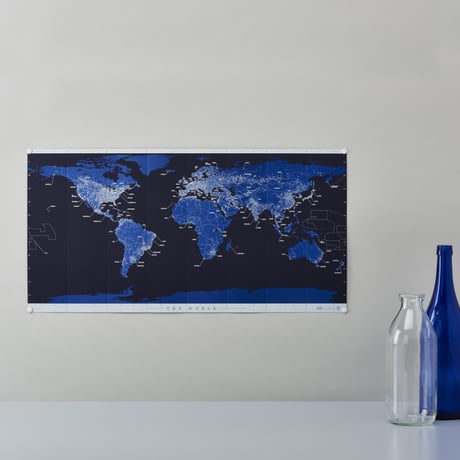 テーブルに置いて、壁に貼って [ナイト] 自立式世界地図