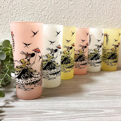 Hazel Atlas Southern Belle Frosted Glass Tumbler Yellow 01