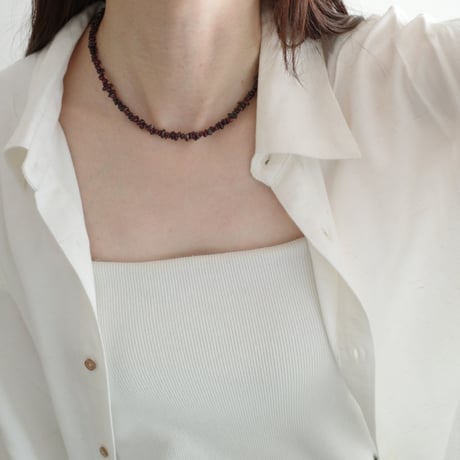 sazare necklace(crystal/garnet)