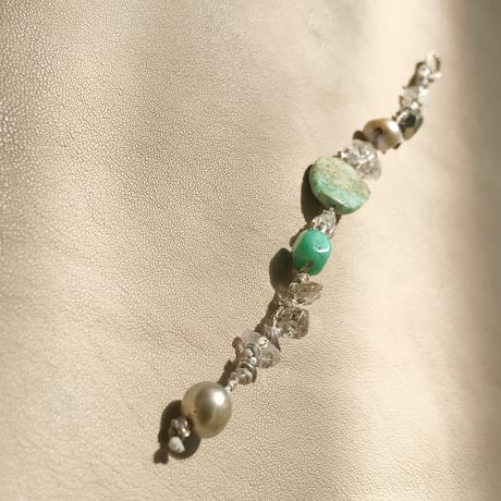 Chrisopras & w.pointed Quortz,Freshwaterpearl Bracelet