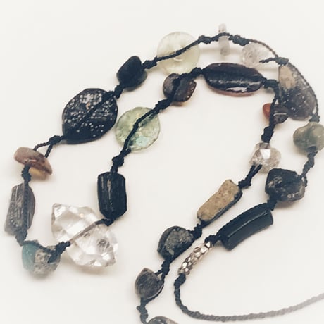 Harkimequartz& Romanglass   Necklace