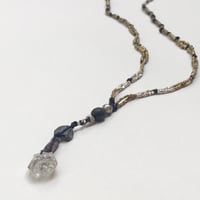 Quartz Top   Necklace/Romanglassbeads、Ethiopian Metalbeads