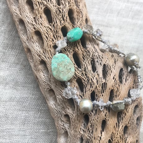 Chrisopras & w.pointed Quortz,Freshwaterpearl Bracelet