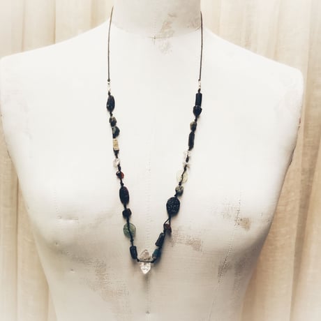 Harkimequartz& Romanglass   Necklace