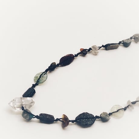 Harkimequartz& Romanglass   Necklace