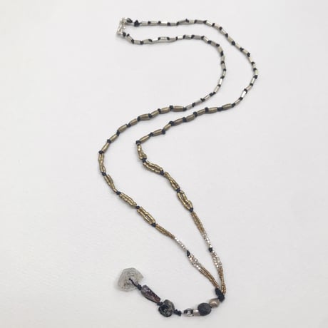 Quartz Top   Necklace/Romanglassbeads、Ethiopian Metalbeads