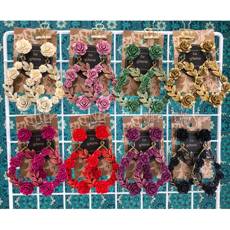 gh ローズリング（ピアス、イヤリング兼用）全長9.0㎝　8色展開