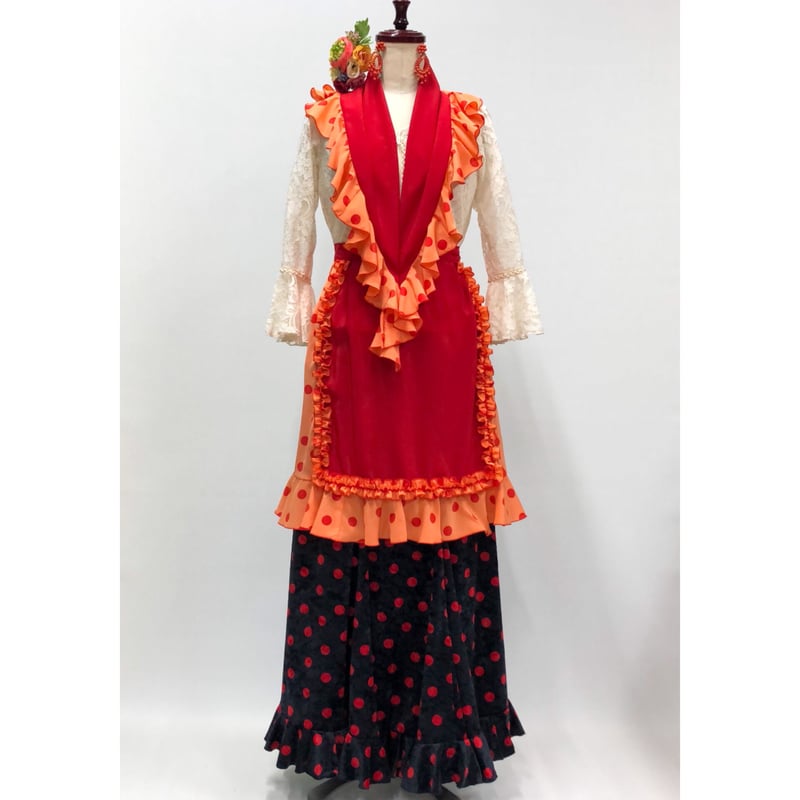 ニットスカートNSK-016 水玉ベロア 紺×赤 Lサイズ | アトリエプリマ