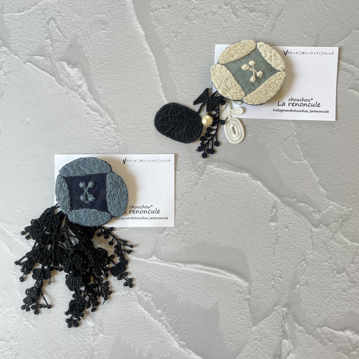 ミナペルホネン シュシュ ヘアゴム navy✕red