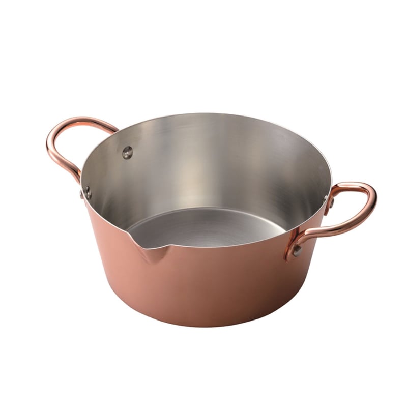 新品未使用 純銅 両手鍋 20cm 槌目加工 日本製 鍋 HI対応 銅製両手鍋